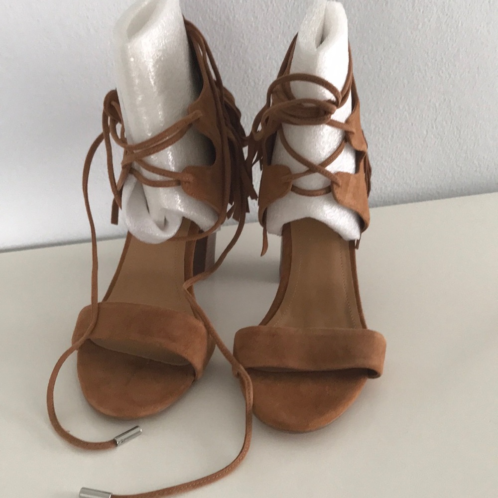 Kendall + Kylie Saree Lace Up Suede Block Heel